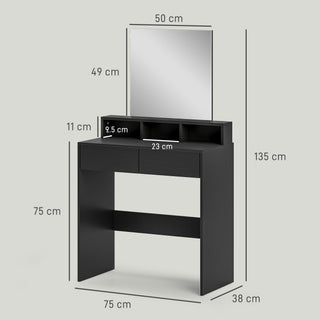 homcom multi storage dressing table with mirror black