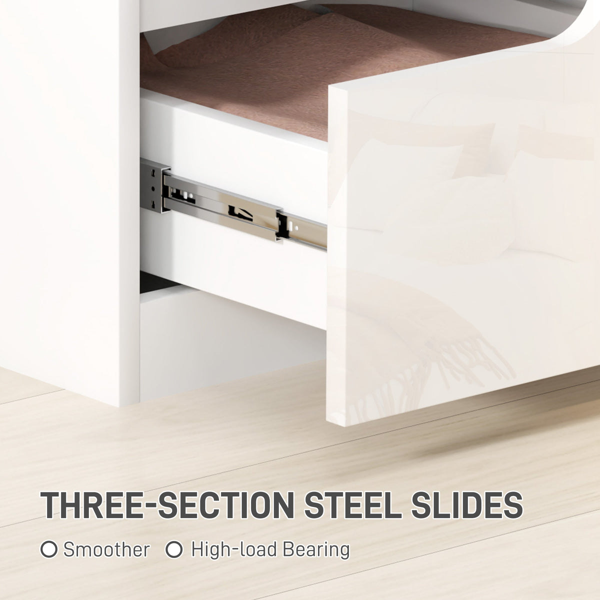homcom high gloss bedside table white