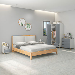 homcom bedroom furniture set wardrobe with hanging rail 3 drawer chest of drawers bedside table with drawer grey and white