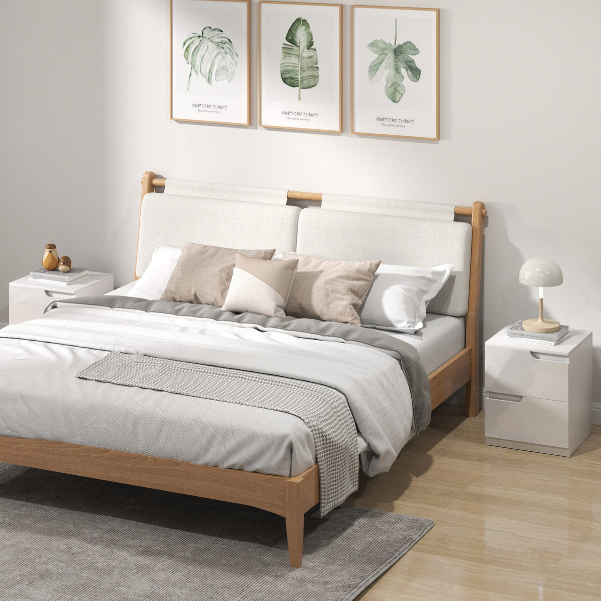 homcom high gloss bedside table set of 2 white