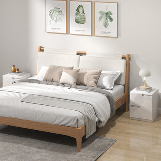 homcom high gloss bedside table set of 2 white