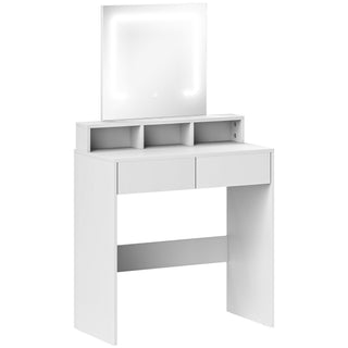homcom storage dressing table with led light mirror white