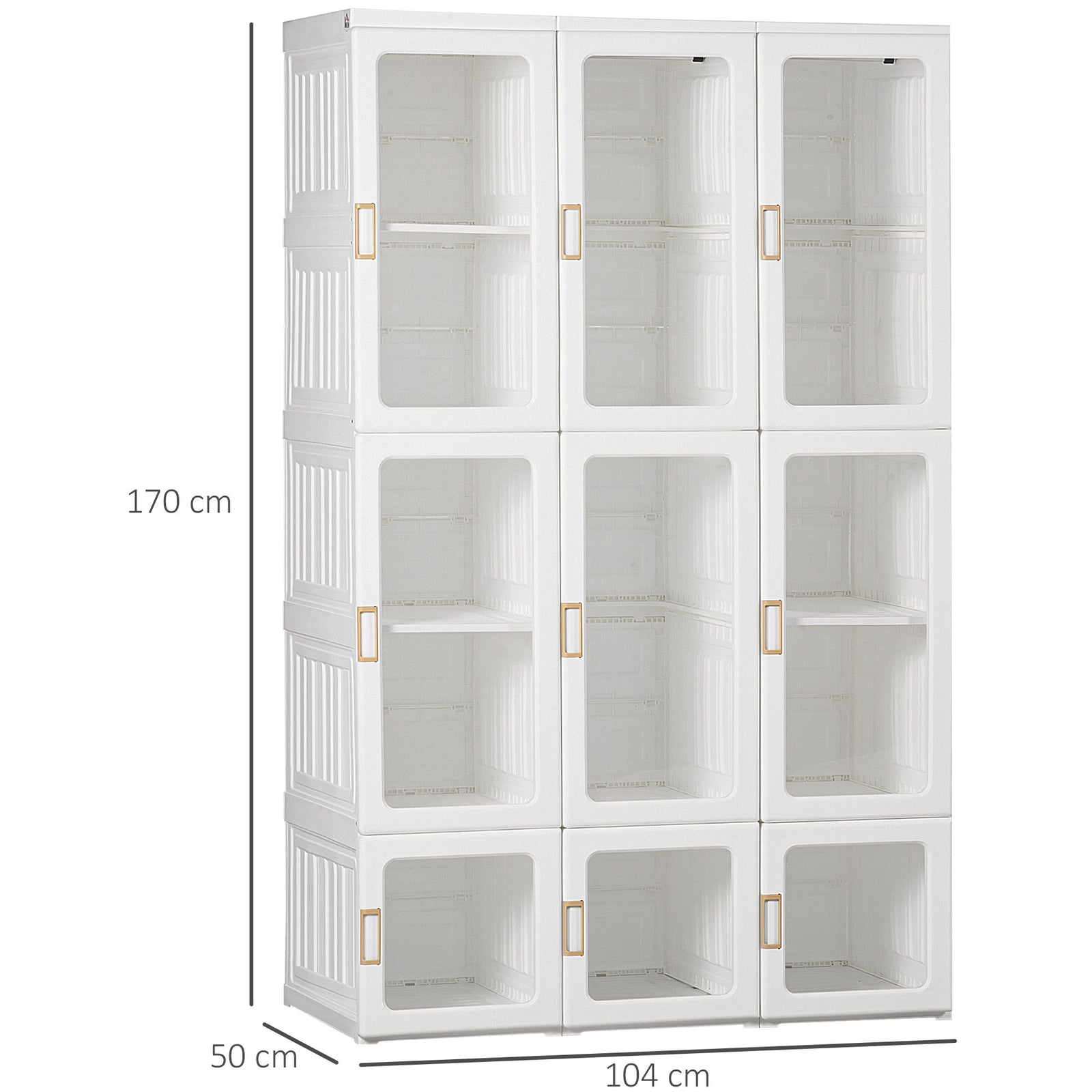 homcom portable clothes wardrobe for bedroom foldable clothes organiser with cube storage hanging rods magnet doors white