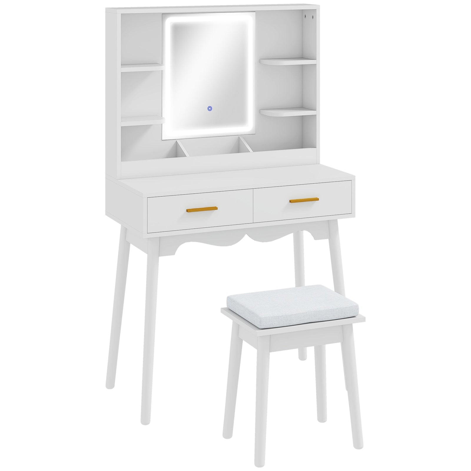 homcom elegant dressing table with led mirror white