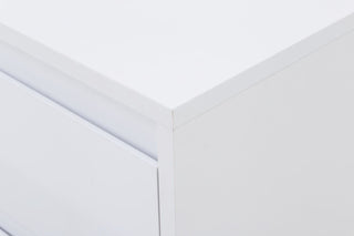 White gloss chest of drawers corner detail