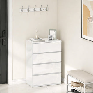 homcom high gloss chest of drawers 4 drawer storage cabinets modern dresser for bedroom white