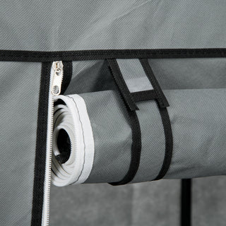 homcom fabric wardrobe portable wardrobe clothes storage unit with 5 compartments hanging rail and 2 fabric drawers 102 x 42 5 x 162 5cm dark grey