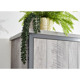 BELONA grey 2-door wardrobe top with distressed wood-effect finish