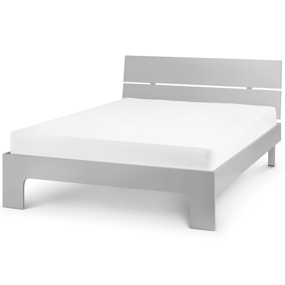 Manhattan King grey high gloss lacquer bed frame with clean lines and a modern design.