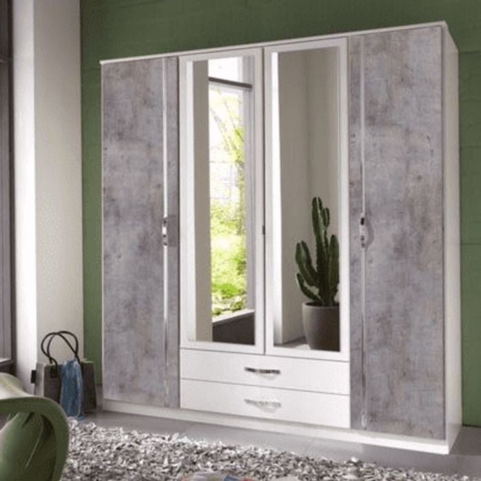 RADNOR 4 Door Wardrobe Grey and White 180cm – product image 2