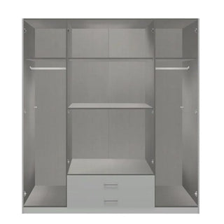 NOMASA 4 door grey and oak wardrobe with 2 drawers and internal shelving
