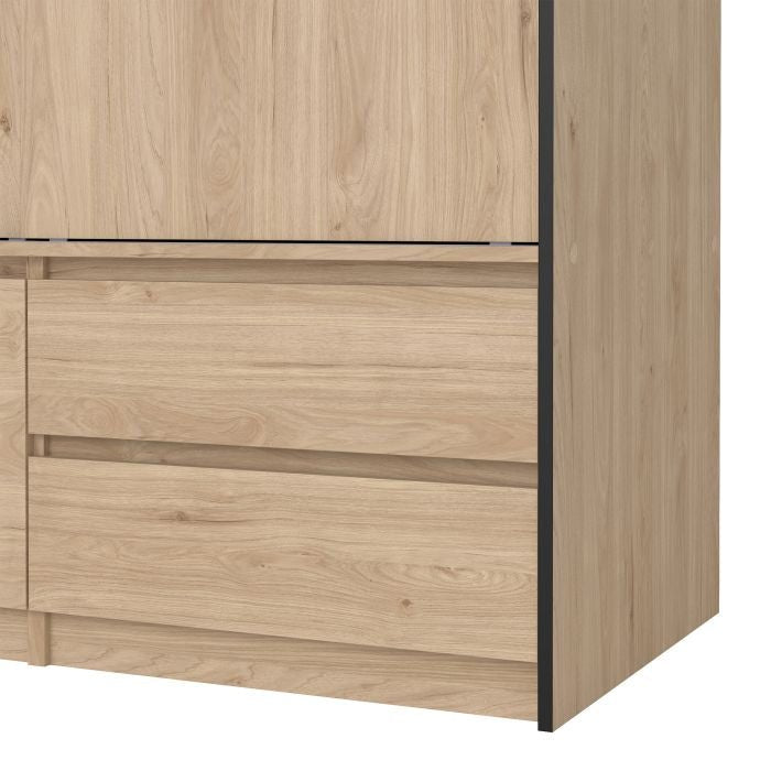 Lacoste 121.2cm 3-Door Sliding Wardrobe with 2 Drawers – Jackson Hickory Oak – product image 11