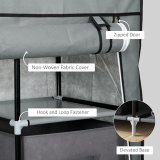 homcom fabric wardrobe portable wardrobe clothes storage unit with 5 compartments hanging rail and 2 fabric drawers 102 x 42 5 x 162 5cm dark grey