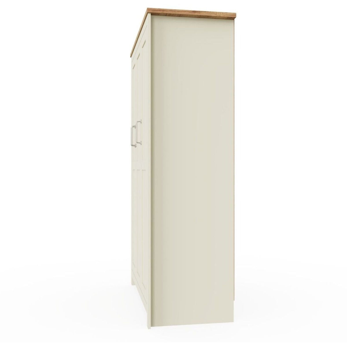 CHOICEWARDROBE Lisbon 112cm 3 Door Wardrobe in Cream with Oak Effect Top - Side View