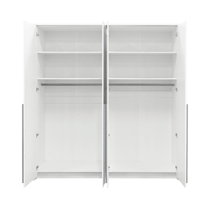 ALVERO 4 door wardrobe Black with Green open interior with shelves and hanging rails