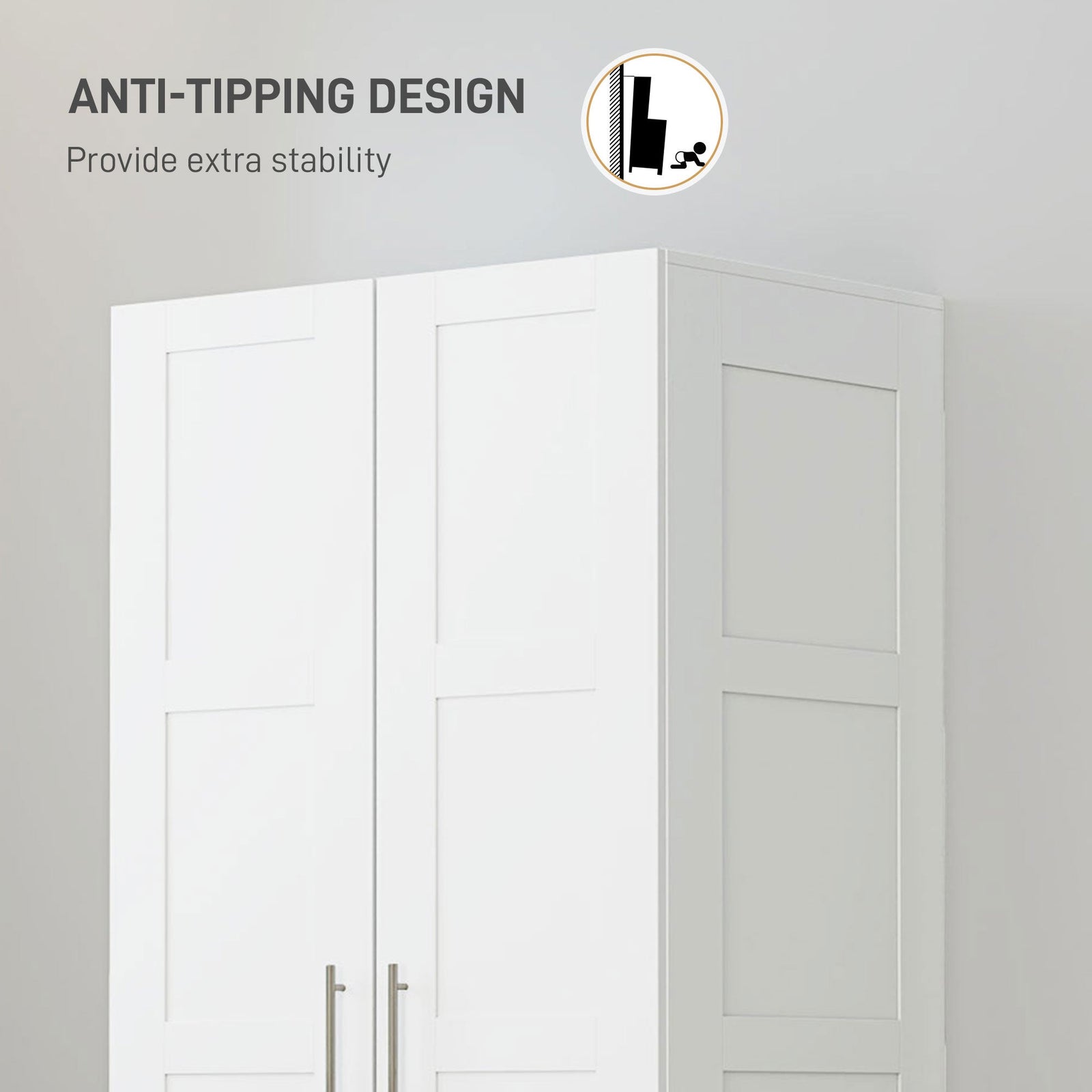 homcom double paneled door wardrobe with shelves white