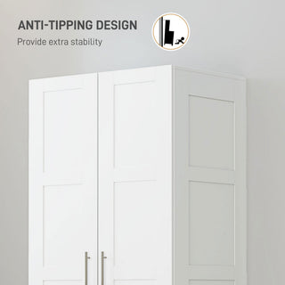 homcom double paneled door wardrobe with shelves white