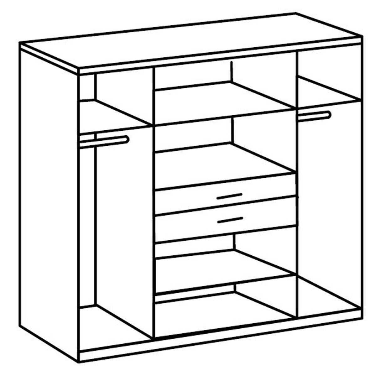 Denmark 180cm wardrobe interior layout drawing showing the storage arrangement