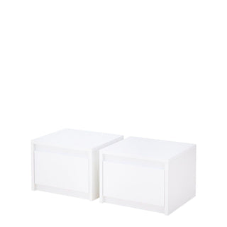 Two white gloss bedside cabinets
