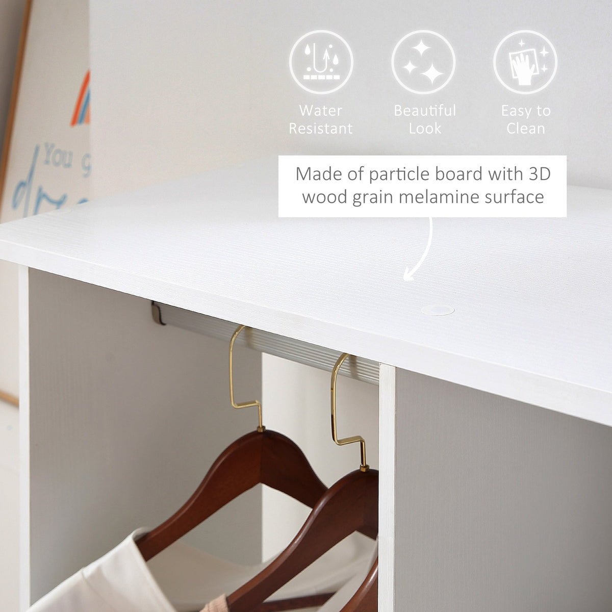 homcom open wardrobe double mobile storage shelves organizer w 6 wheels white