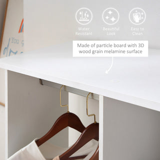 homcom open wardrobe double mobile storage shelves organizer w 6 wheels white