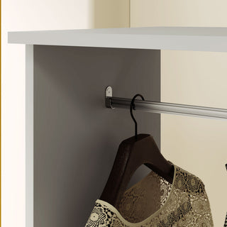 homcom open wardrobe on wheels bedroom wardrobe with clothes hanging rail 3 storage shelves mobile garment rack for cloakroom hallway grey