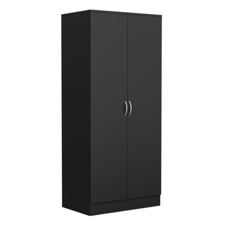 Black ARVELLO 2 door wardrobe with silver curved handles