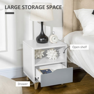 homcom bedroom furniture set wardrobe with hanging rail 3 drawer chest of drawers bedside table with drawer grey and white