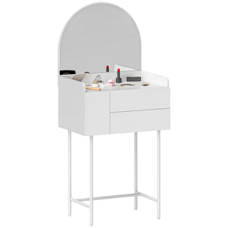 homcom three drawer compact dressing table white