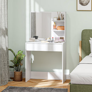 homcom dressing table with mirror and storage white