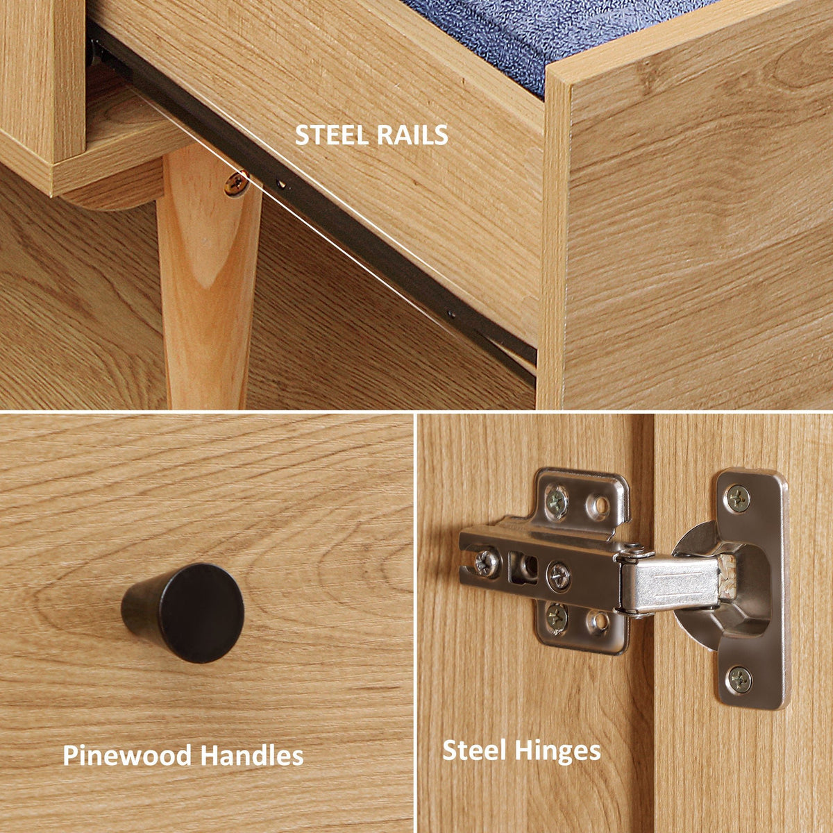 homcom wardrobe with 2 doors 2 drawers hanging rail for bedroom clothes storage organiser 80x52x180cm natural tone