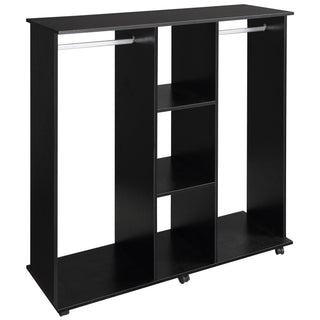 homcom open wardrobe double mobile storage shelves organizer w 6 wheels black