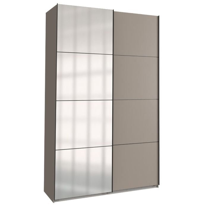 ANVAST 2-door sliding wardrobe in grey with mirrored front panels.