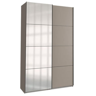 Sliding Wardrobe - ANVAST 2 Door Mirrored Wardrobe Grey 135cm