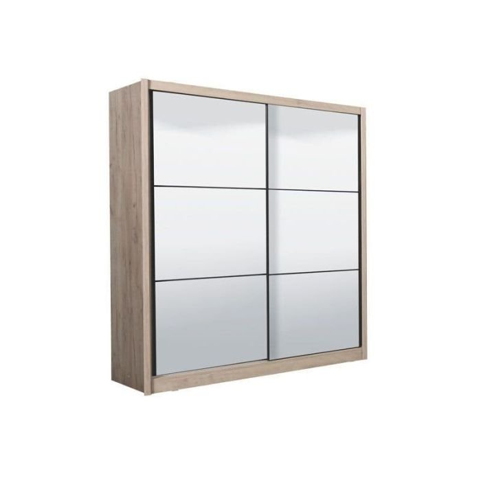 NEMISH 2-door sliding wardrobe with artisan oak effect and mirrored panels