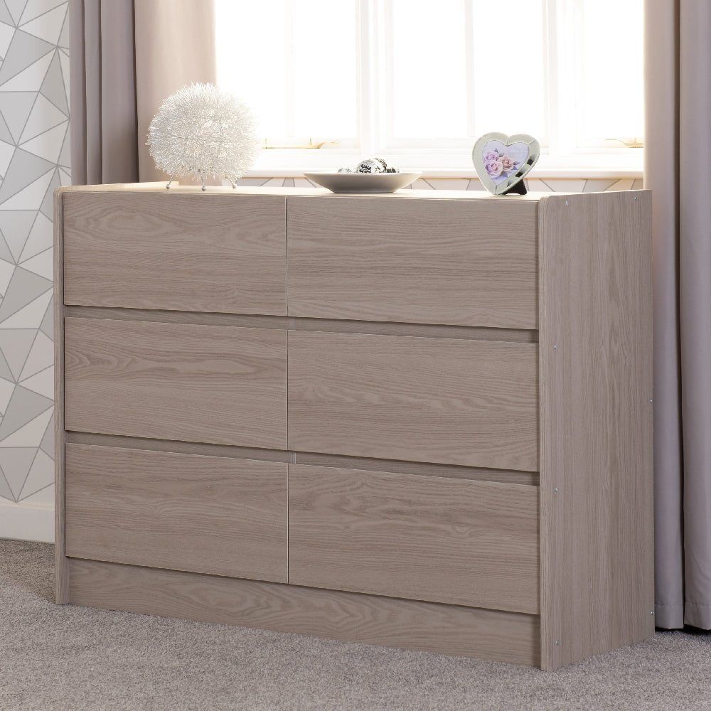 PALMYRA 6 Drawer Chest of Drawers in Smoked Ash