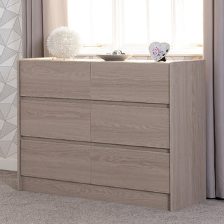 PALMYRA 6 Drawer Chest of Drawers in Smoked Ash