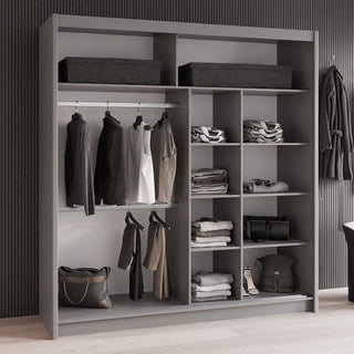 Sliding Wardrobe - KINROSS II 2 Door Mirrored Wardrobe Graphite 203cm