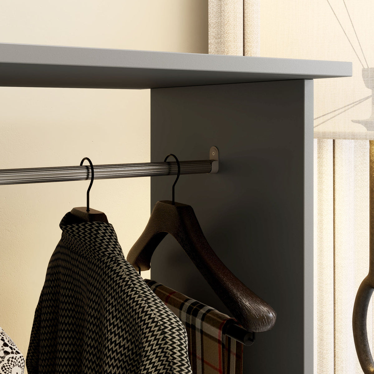 homcom open wardrobe double mobile storage shelves organizer w 6 wheels grey
