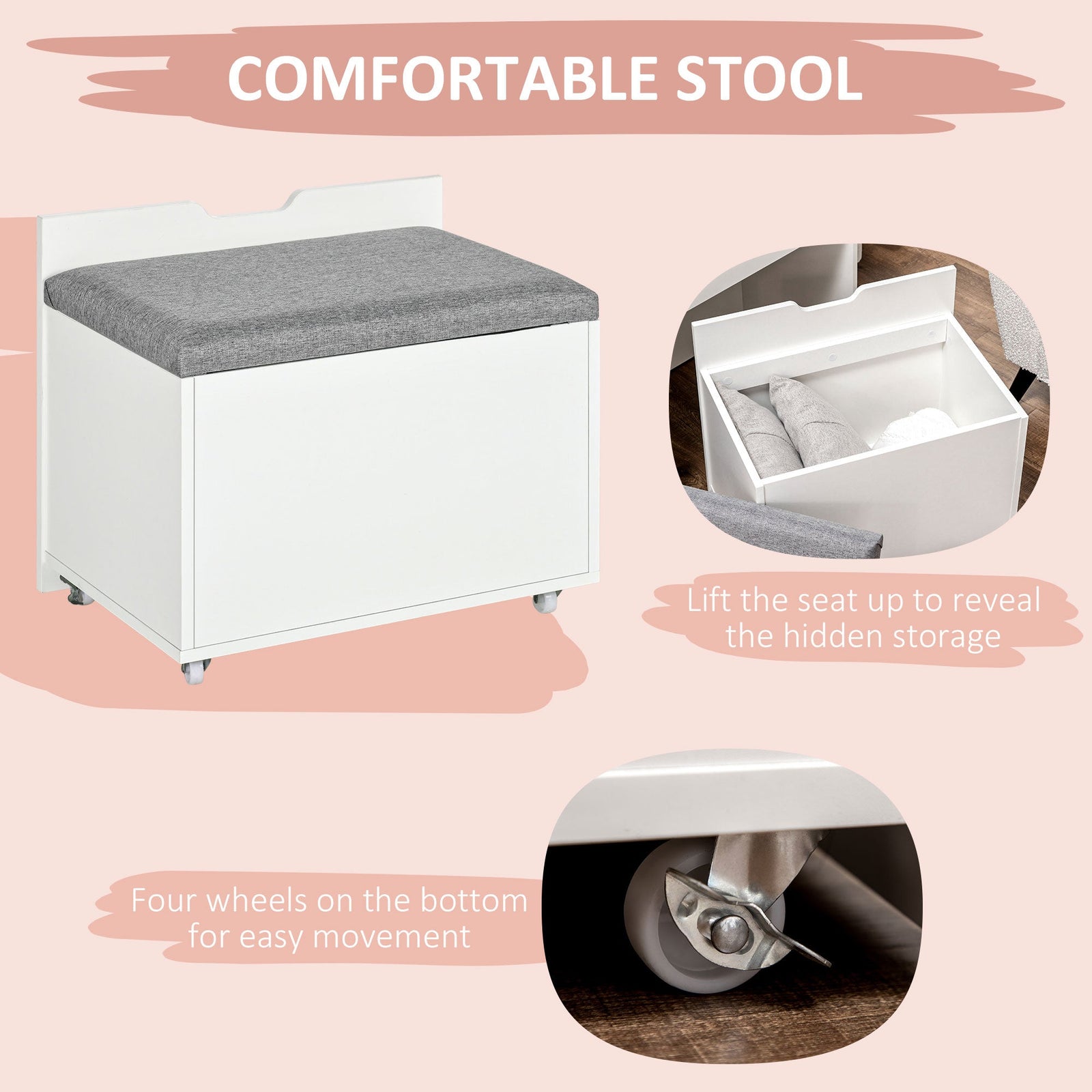 homcom dressing table with flip up mirror and storage stool vanity table with drawer and hidden compartments for bedroom living room white