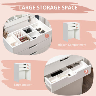 homcom dressing table with flip up mirror and storage stool vanity table with drawer and hidden compartments for bedroom living room white