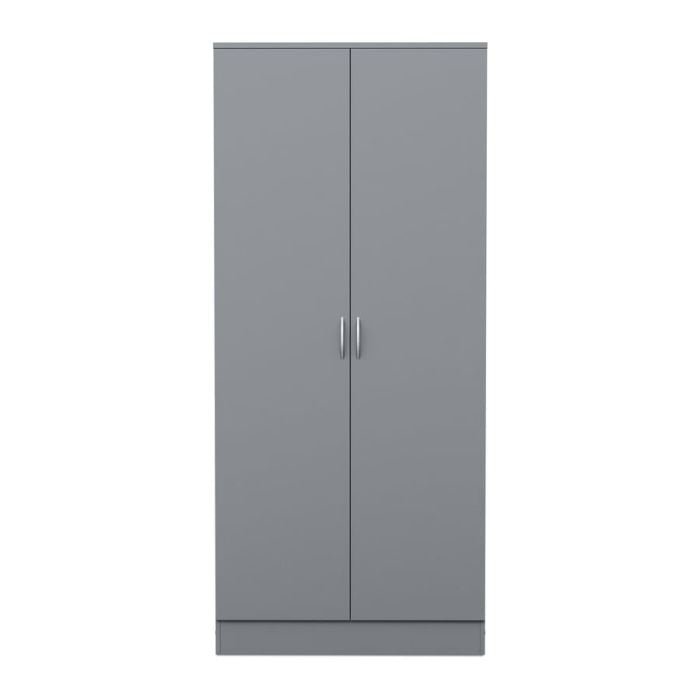 ARVELLO grey 2 door wardrobe with silver handles