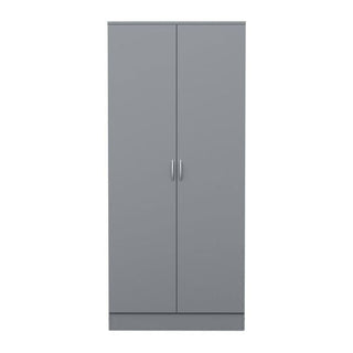 ARVELLO grey 2 door wardrobe with silver handles