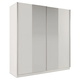 Sliding Wardrobe - LOTHIAN 2 Door Mirrored Wardrobe White 200cm