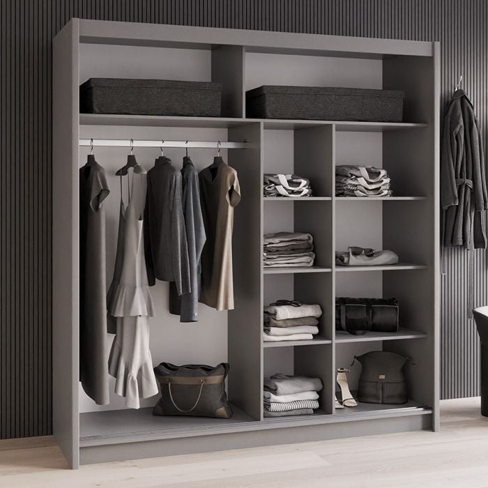 Kinross II 203cm 2-Door Mirrored Sliding Wardrobe – Graphite – product image 5