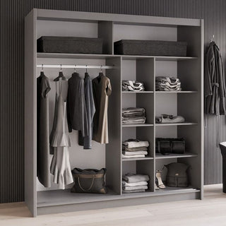 Sliding Wardrobe - KINROSS II 2 Door Mirrored Wardrobe Graphite 203cm