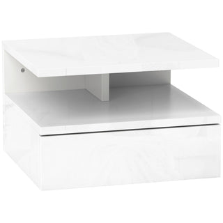 homcom floating high gloss bedside table high gloss white