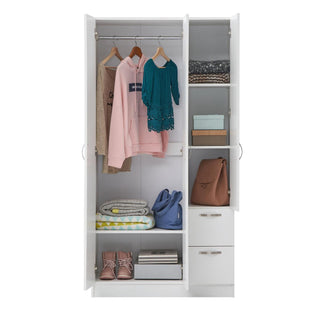 3 Door 2 Drawer Wardrobe - White