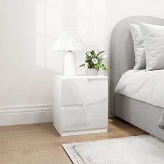 homcom high gloss bedside table white
