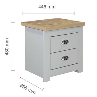 Highland Wooden Bedside Cabinet With 2 Drawers In Grey And Oak